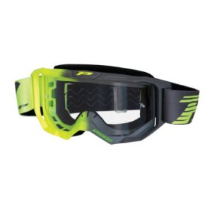 Masque/lunettes Cross Progrip 3300 Tringle Rigide Vision Jaune Fluo/gris Ecran Transparent Anti-rayures/anti U.v./anti-buee (Homologue Ce-en-n° Ac-96025 Rev.2)