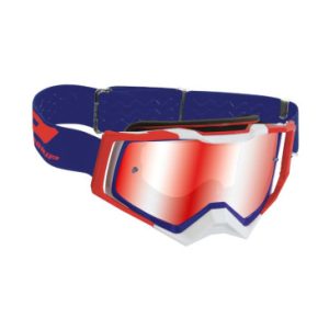 Masque/lunettes Cross Progrip 3309 Fl Rapid Multilayered Bleu/rouge/blanc Ecran Miroir Rouge Anti-rayures/anti U.v./anti-buee (Homologue Ce-en-n° Ac-96025 Rev.2)