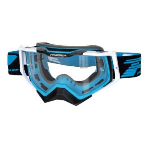 Masque/lunettes Cross Progrip 3309 Tringle Rigide Rapid Bleu Clair/noir/blanc Ecran Transparent Anti-rayures/anti U.v./anti-buee (Homologue Ce-en-n° Ac-96025 Rev.2)