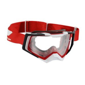 Masque/lunettes Cross Progrip 3309 Tringle Rigide Rapid Rouge/blanc/noir Ecran Transparent Anti-rayures/anti U.v./anti-buee (Homologue Ce-en-n° Ac-96025 Rev.2)