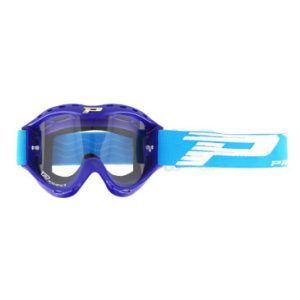 Masque/lunettes Cross Progrip Enfant 3101 Tringle Rigide Atzaki Bleu Ecran Transparent Anti-buee/anti-uv