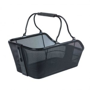 Panier Arriere Acier Nid Abeille Basil Cento Tech Noir Systeme Mik Sur Porte Bagage Ideal pour E-bike/vae (L46xl34xh25cm) avec Eclairage Led