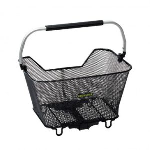 Panier Arriere Fil Acier Racktime Bask It 2.0 Noir avec Anse Sur Porte Bagage (43x29x31 Cm) - Compatible Systeme Racktime Snapit 2.0 (Version Apres 2021 Monte Chez Scott)