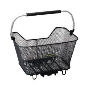 Panier Arriere Fil Acier Racktime Bask It 23l Deluxe Noir avec Anse Sur Porte Bagage (45x30x33 Cm) - Compatible Systeme Racktime Snapit (Charge Max 10kg)