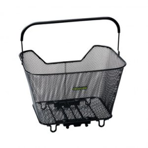 Panier Arriere Fil Acier Racktime Bask It Noir avec Anse Sur Porte Bagage (43x29x31 Cm) - Compatible Systeme Racktime Snapit