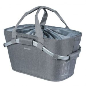 Panier Arriere Toile Basil 2day 22l Gris Clair avec Anse Fixation Clip Automatique Sur Porte Bagage Systeme Mik - Commander 157030 - (Si Pas Fourni Sur Le Velo