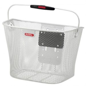 Panier Avant Acier Nid Abeille Klickfix 16l Blanc avec Anse Fixation Sur Cintre (36x27x25cm) avec Platine Plastique (Livre Sans Fixation)