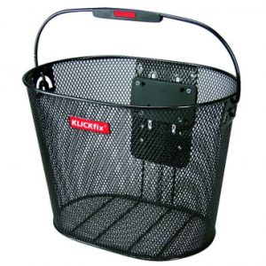 Panier Avant Acier Nid Abeille Klickfix 16l Noir avec Anse Fixation Sur Cintre (36x27x25cm) avec Platine Plastique (Livre Sans Fixation)