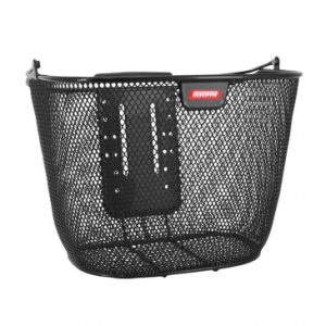 Panier Avant Acier Nid Abeille Klickfix 18l Noir avec Anse Fixation Sur Cintre (36x28x27cm) avec Platine Plastique (Livre Sans Fixation)