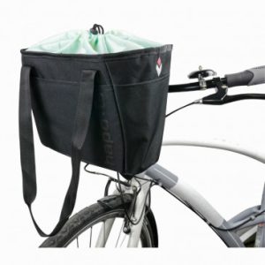 Panier Avant Toile Hapo.g Noir Fixation Sur Cintre Livre avec Fixation Cintre Dmts (Largeur Interieure Fixation pour VAE Vélo Electrique / 8cm)