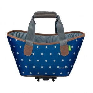 Panier/sac à Main Velo Racktime Agnetha Bleu Pois Fixation Porte Bagage (L 34cm X L 26cm X H 37cm) - Compatible Systeme Racktime Snapit