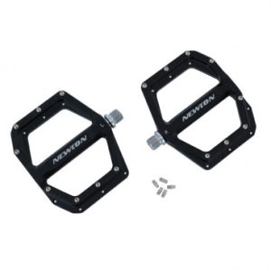 Pedale VTT Plateforme Descente / Bmx Gravity Noir à Roulements Alu Cnc Filetage 9/16 avec Picots Argent Demontable (Paire) 120x108mm