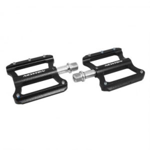 Pedale VTT Plateforme Descente / Bmx Gravity Noir à Roulements Alu Cnc Filetage 9/16 avec Picots Argent (Paire) 101x81mm