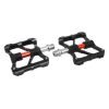Pedale VTT Plateforme Descente / Bmx Gravity Noir Axe Rouge à Roulements Alu Cnc Filetage 9/16 avec Picots Argent (Paire)