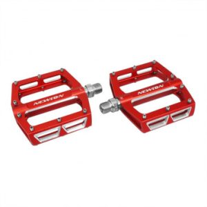 Pedale VTT Plateforme Descente / Bmx Gravity Rouge à Roulements Alu Cnc Filetage 9/16 avec Picots Argent (Paire) 108x98mm