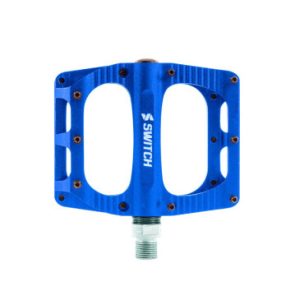 Pedale VTT Plateforme Descente / Bmx Switch Freeride Alu Cnc Bleu Filetage 9/16 avec Picots (Paire) 100x90mm