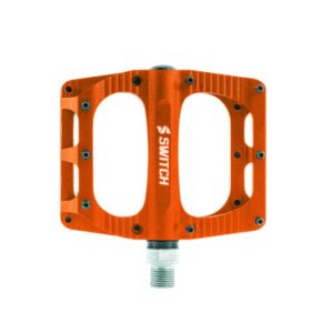 Pedale VTT Plateforme Descente / Bmx Switch Freeride Alu Cnc Orange Filetage 9/16 avec Picots (Paire) 100x90mm