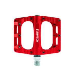 Pedale VTT Plateforme Descente / Bmx Switch Freeride Alu Cnc Rouge Filetage 9/16 avec Picots (Paire) 100x90mm