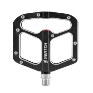 Pedale VTT Plateforme Descente / Bmx Switch Gap Alu Noir Filetage 9/16 avec Picots Argent (Paire)