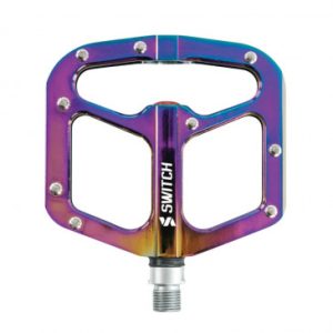 Pedale VTT Plateforme Descente / Bmx Switch Gap Alu Oil Filetage 9/16 avec Picots Argent (Paire)