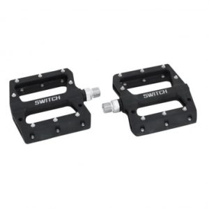 Pedale VTT Plateforme Descente / Bmx Switch Jump Resine Noir Filetage 9/16 avec Picots Argent (Paire)