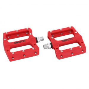 Pedale VTT Plateforme Descente / Bmx Switch Jump Resine Rouge Filetage 9/16 avec Picots Argent (Paire)