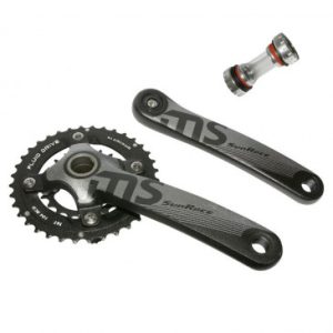 Pedalier VTT Sunrace 10v. Ms10 Alu Noir 175mm 36-22 Integre avec Cuvette Filete