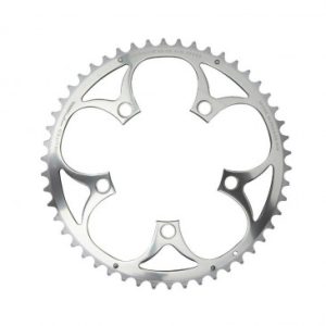 Plateau / Couronne Route 5bra D.110 Ta Zephyr 46dts Exterieur Argent Alu 7075 Type Shimano 9/10v.