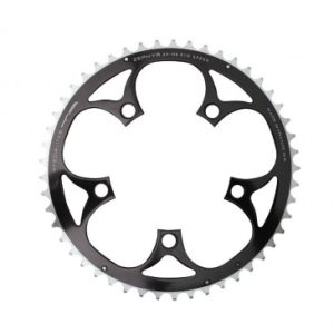 Plateau / Couronne Route 5bra D.110 Ta Zephyr 46dts Exterieur Noir Alu 7075 Type Shimano 9/10v.