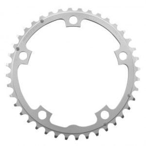 Plateau / Couronne Route 5bra D.130 Stronglight 40dts Triple Milieu Argent Alu 7075 Type Shimano 9/10v.