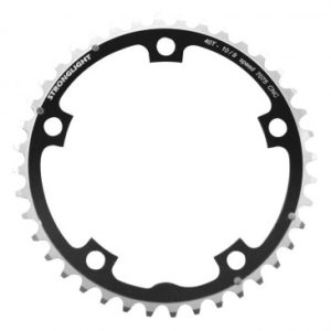 Plateau / Couronne Route 5bra D.130 Stronglight 40dts Triple Milieu Noir Alu 7075 Type Shimano 9/10v.