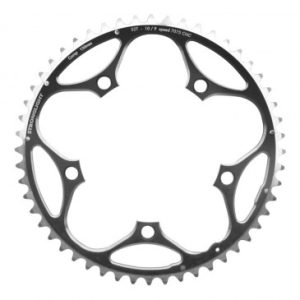 Plateau / Couronne Route 5bra D.130 Stronglight 52dts Exterieur Noir Alu 7075 Type Shimano 11/10v.