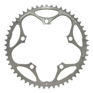 Plateau / Couronne Route 5bra D.130 Stronglight 53dts Exterieur Argent Alu 7075 Type Shimano 9/10v.