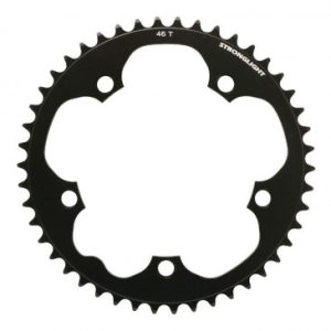 Plateau / Couronne Route 5bra D.130 Stronglight Dural 46dts Noir Type Shimano 8/9v.