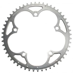 Plateau / Couronne Route 5bra D.135 Stronglight 52dts Exterieur Campagnolo Argent Alu 7075 (Axe Carre) 9/10v.