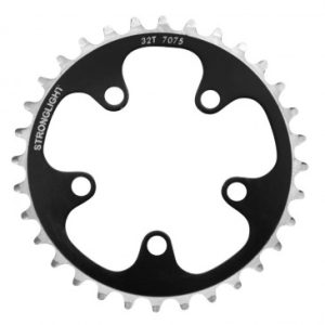 Plateau / Couronne Route 5bra D.74 Stronglight 32dts Triple Noir Alu 7075 9/10v.