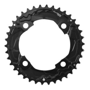 Plateau / Couronne VTT 4bra D.104 Shimano Deore M617 Double 38dts Exterieur Origine Noir 10v.