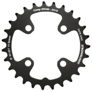 Plateau / Couronne VTT 4bra D.64 pour Sram Xo+shimano (Sauf Xt/xtr) Stronglight Double 26dts Interieur Noir Non Filete 10v. - Epaisseur 3.5mm