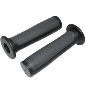 Poignee Bmx Noir/gris Bi-matiere L125mm avec Collerette (Paire)