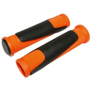 Poignee VTT Gravity Bi-matiere Orange/noir L130mm (Paire)