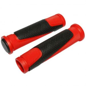 Poignee VTT Gravity Bi-matiere Rouge/noir L130mm (Paire)