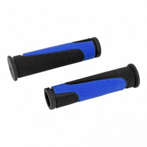 Poignee VTT Gravity Rubber Noir/bleu L125mm (Paire)