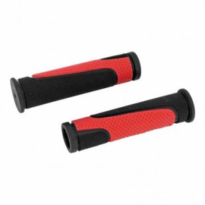 Poignee VTT Gravity Rubber Noir/rouge L125mm (Paire)