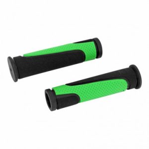 Poignee VTT Gravity Rubber Noir/vert L125mm (Paire)