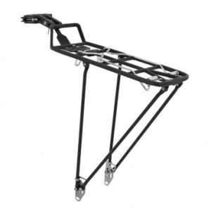 Porte Bagage Velo Arriere à Fixation Rapide Pletscher Quick Rack Alu Noir (Sur Tige de Selle Diam 24 à 35mm) - Poids Max 27kgs avec Tringles Compatible Tout Velo et Demontable Sans Outil