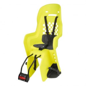 Porte Bebe/siege Enfant Arriere Polisport à Fixer Sur Cadre Joy Jaune Fluo Coussin Gris (9 à 22kgs) Homologue en 14344