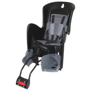 Porte Bebe/siege Enfant Arriere Polisport Inclinable à Fixer Sur Cadre Bilby Rs Noir Coussin Gris (9 à 22kgs) Homologue en 14344