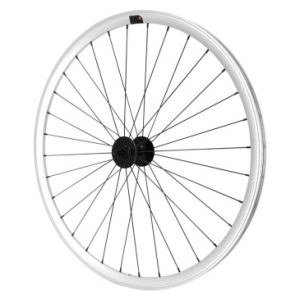 Roue Route / Fixie Patin Gravity Argent Avant avec Ecrous Jante 17c Profil 28mm