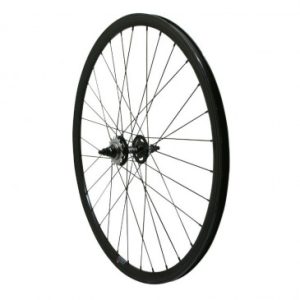 Roue Route / Fixie Patin Gravity Noir Arriere Double Filetage avec Pignon 16dts avec Ecrous Jante 17c Profil 28mm