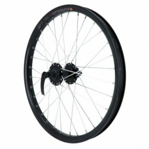 Roue VTT Disque / Patin Blocage 20" Kargo / VAE Vélo Electrique / E-bike Avant Noir Double Paroi avec Oeillets Moyeu Velox Disque 6 Trous (Renforce) Jante 25c 32 Rayons